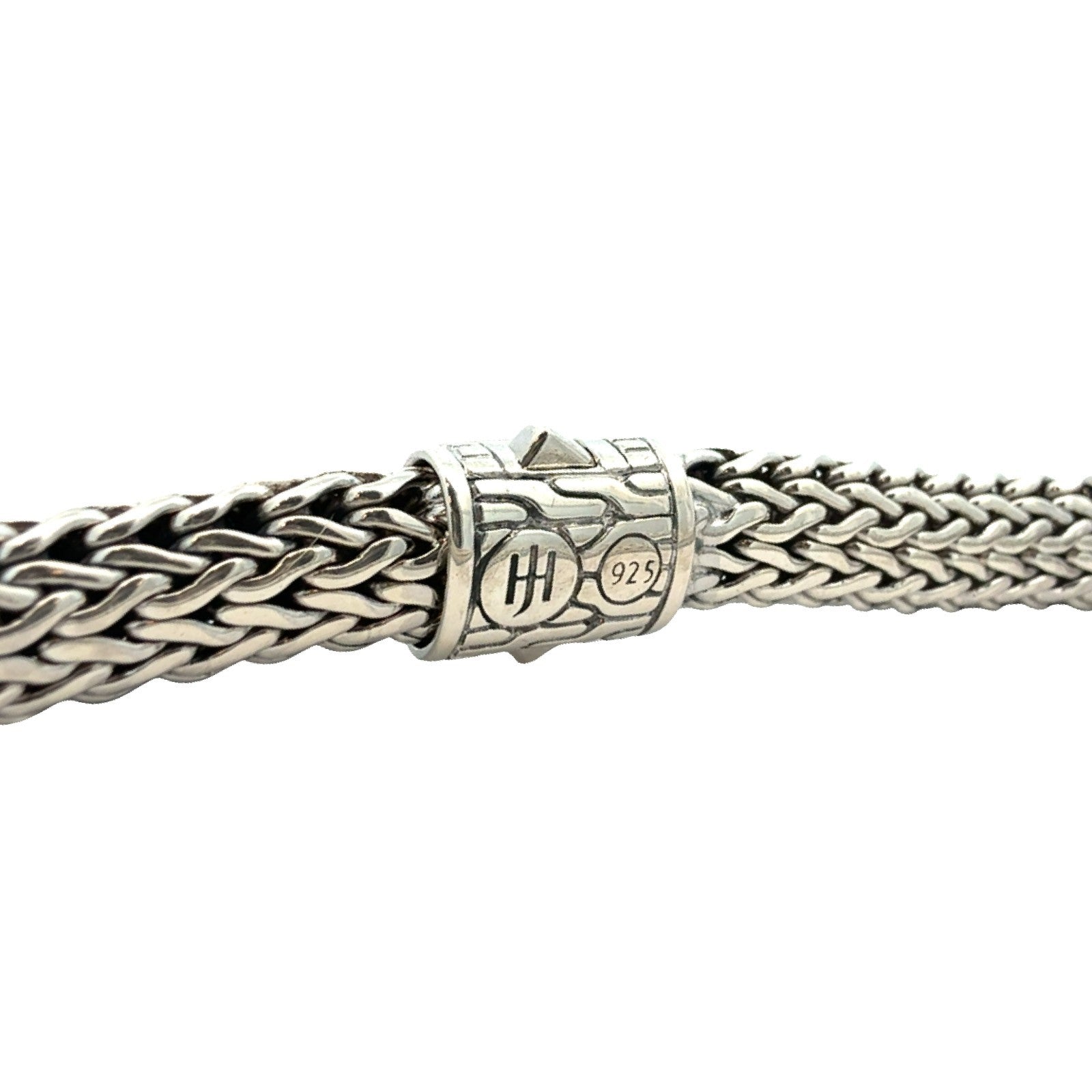 John Hardy Sterling Silver Icon Bracelet with Pavé Diamond Clasp 7.25"7