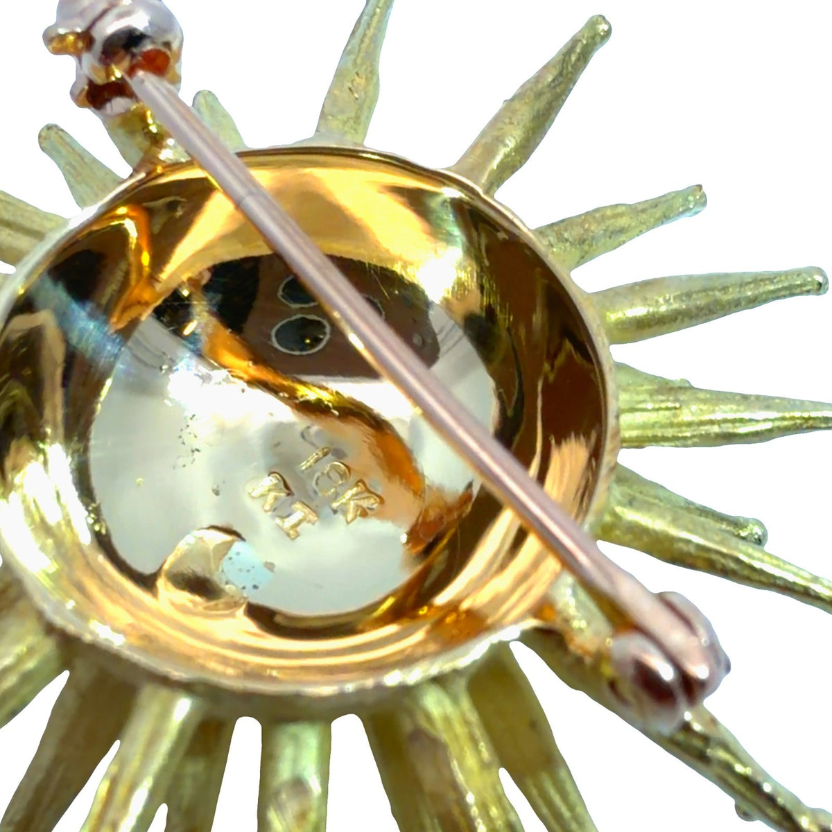 18k Yellow Gold and 0.07ctw Diamond Sea Urchin Brooch Pin5