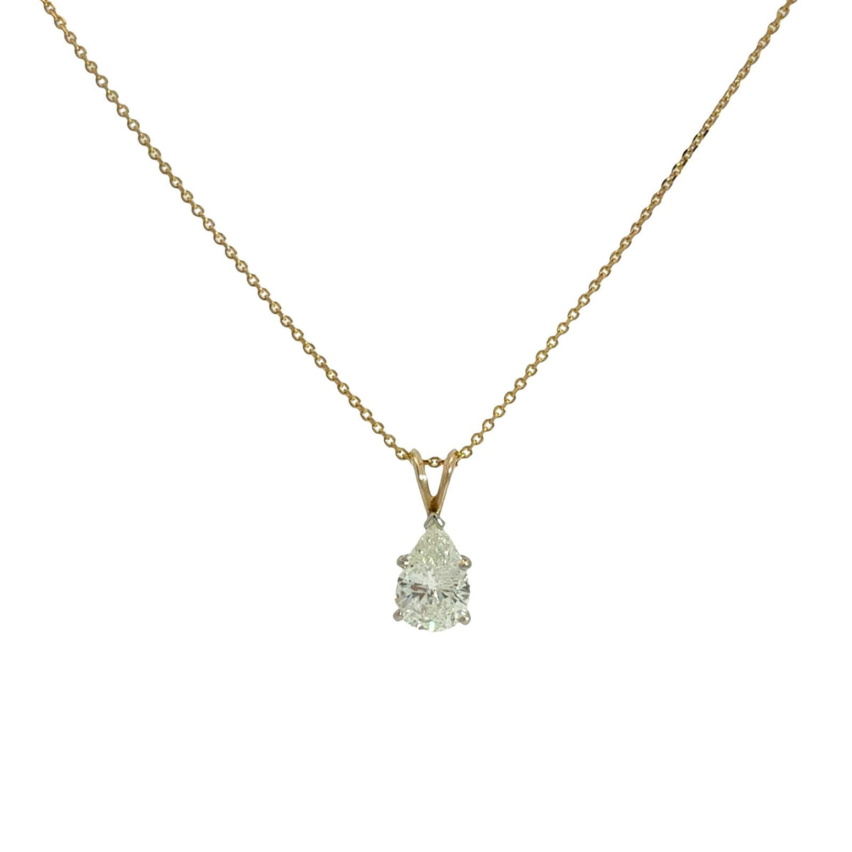 14k Yellow Gold Two-Tone Pear-Shaped 1.93tcw Diamond Solitaire Pendant Necklace1