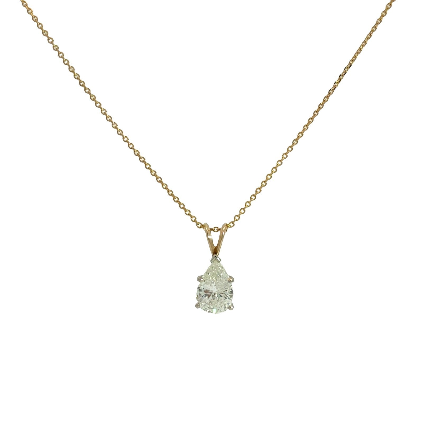 14k Yellow Gold Two-Tone Pear-Shaped 1.93tcw Diamond Solitaire Pendant Necklace1