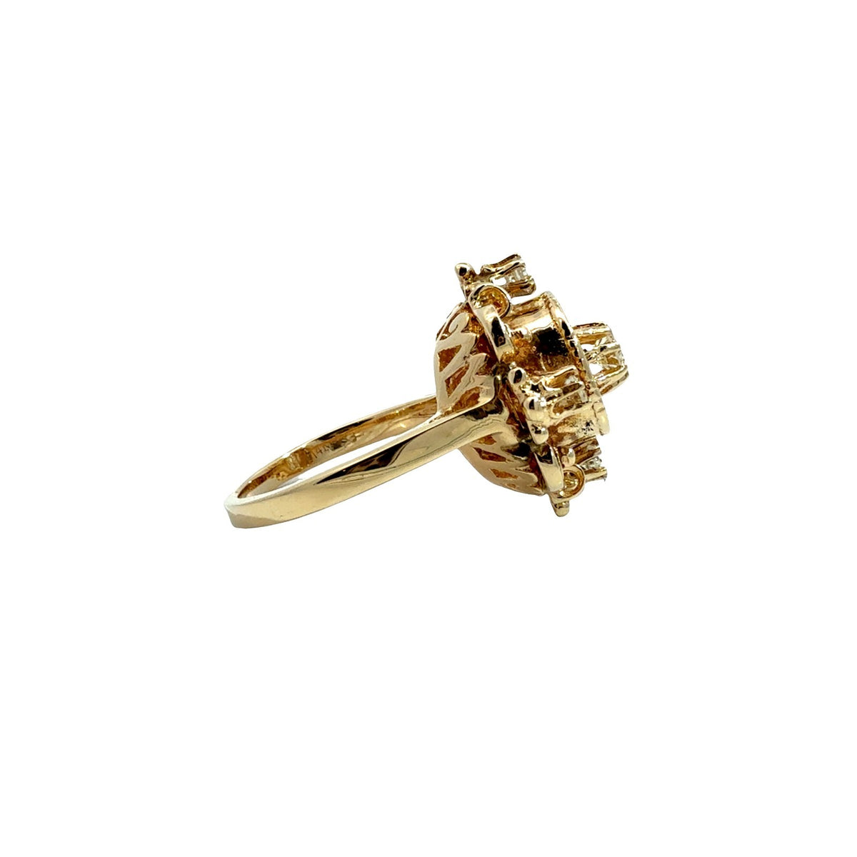 Vintage 14k Yellow Gold 0.39cttw Diamond Filigree Cocktail Ring2
