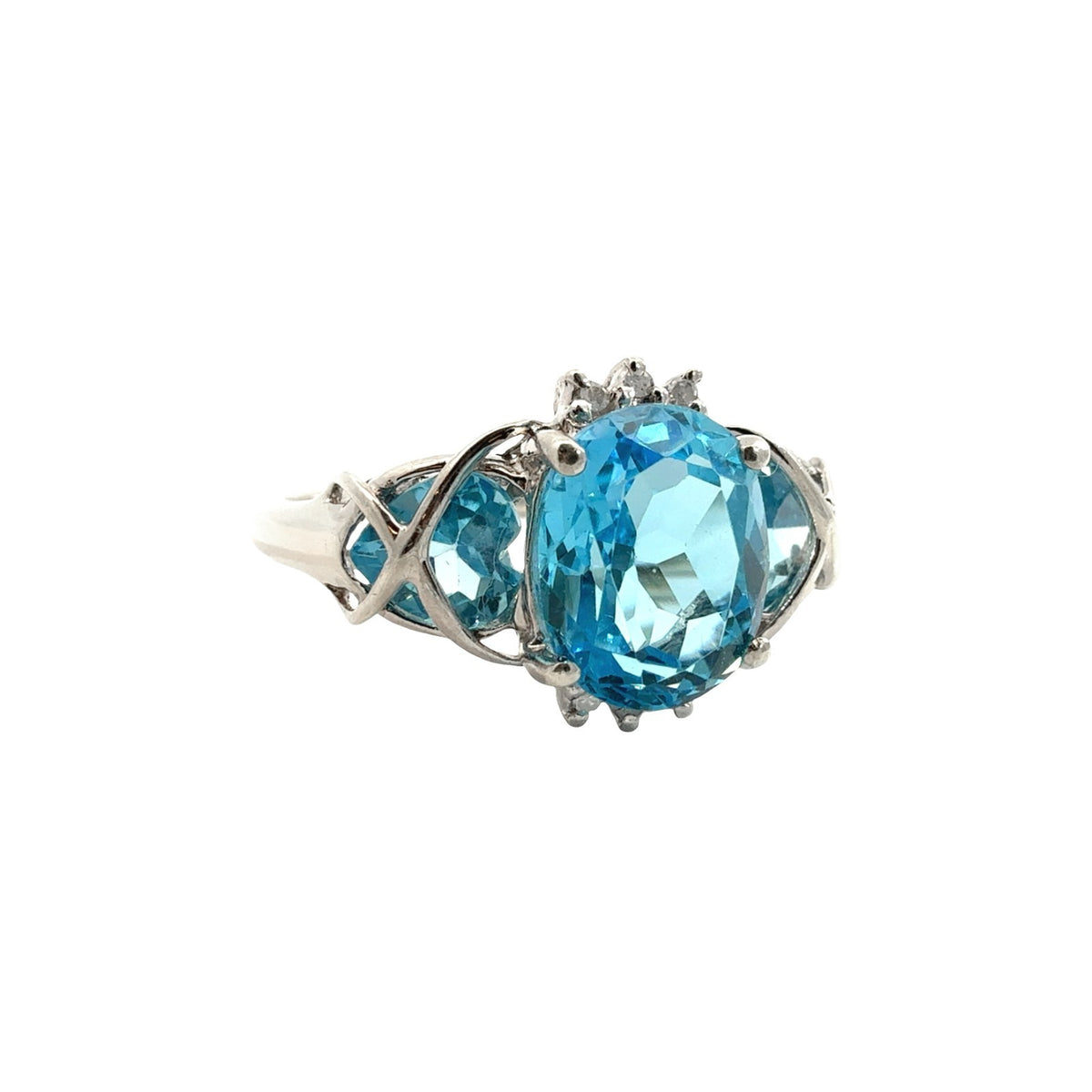 Vintage 10k White Gold 3.27cttw Topaz and 0.02cttw Diamond Ring3