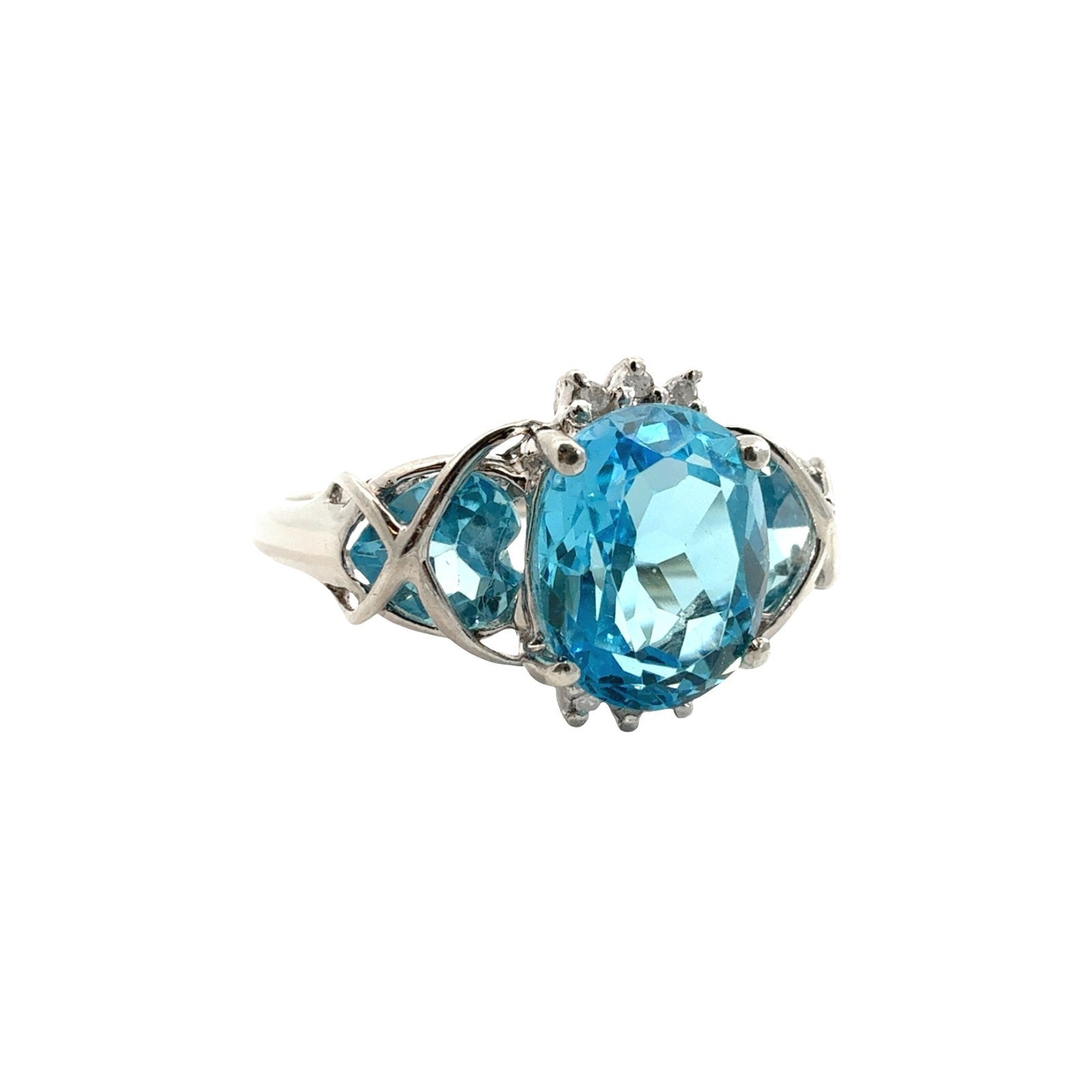 Vintage 10k White Gold 3.27cttw Topaz and 0.02cttw Diamond Ring3