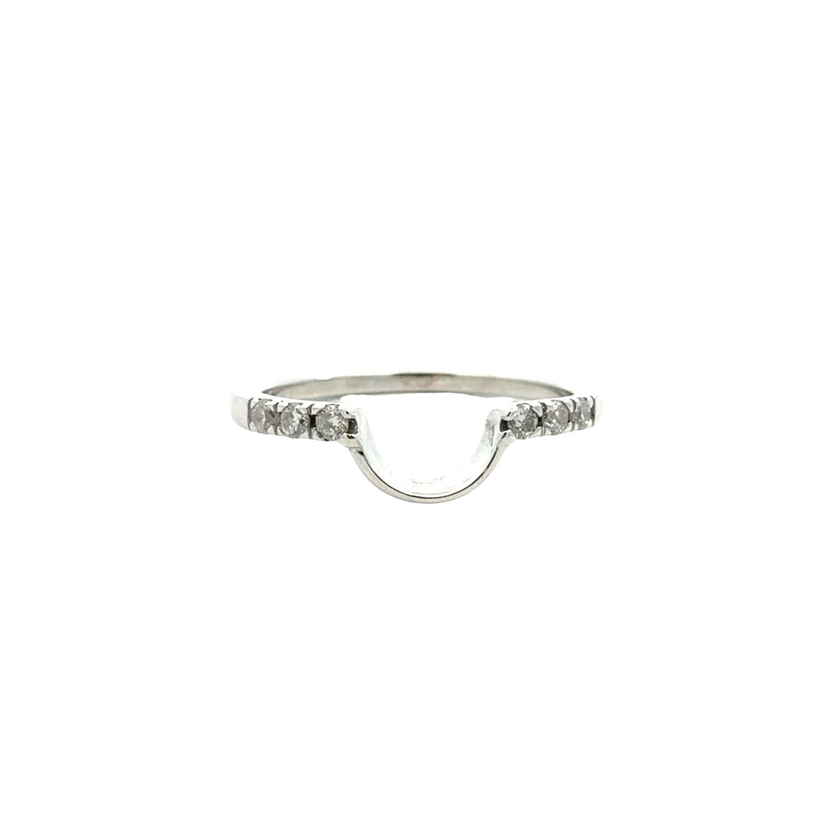 14k White Gold 0.12cttw Diamond Contour Wedding Band Ring1