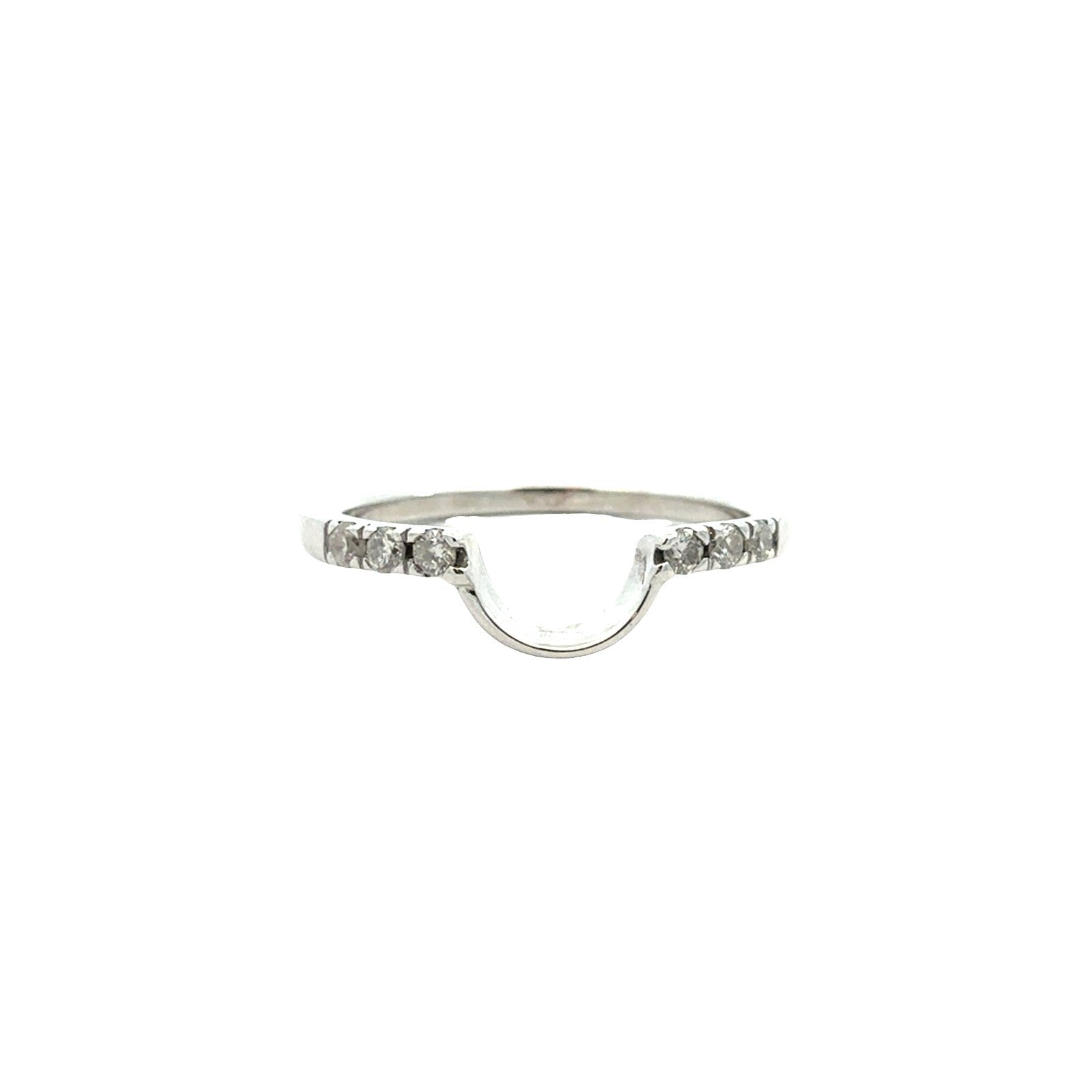 14k White Gold 0.12cttw Diamond Contour Wedding Band Ring0
