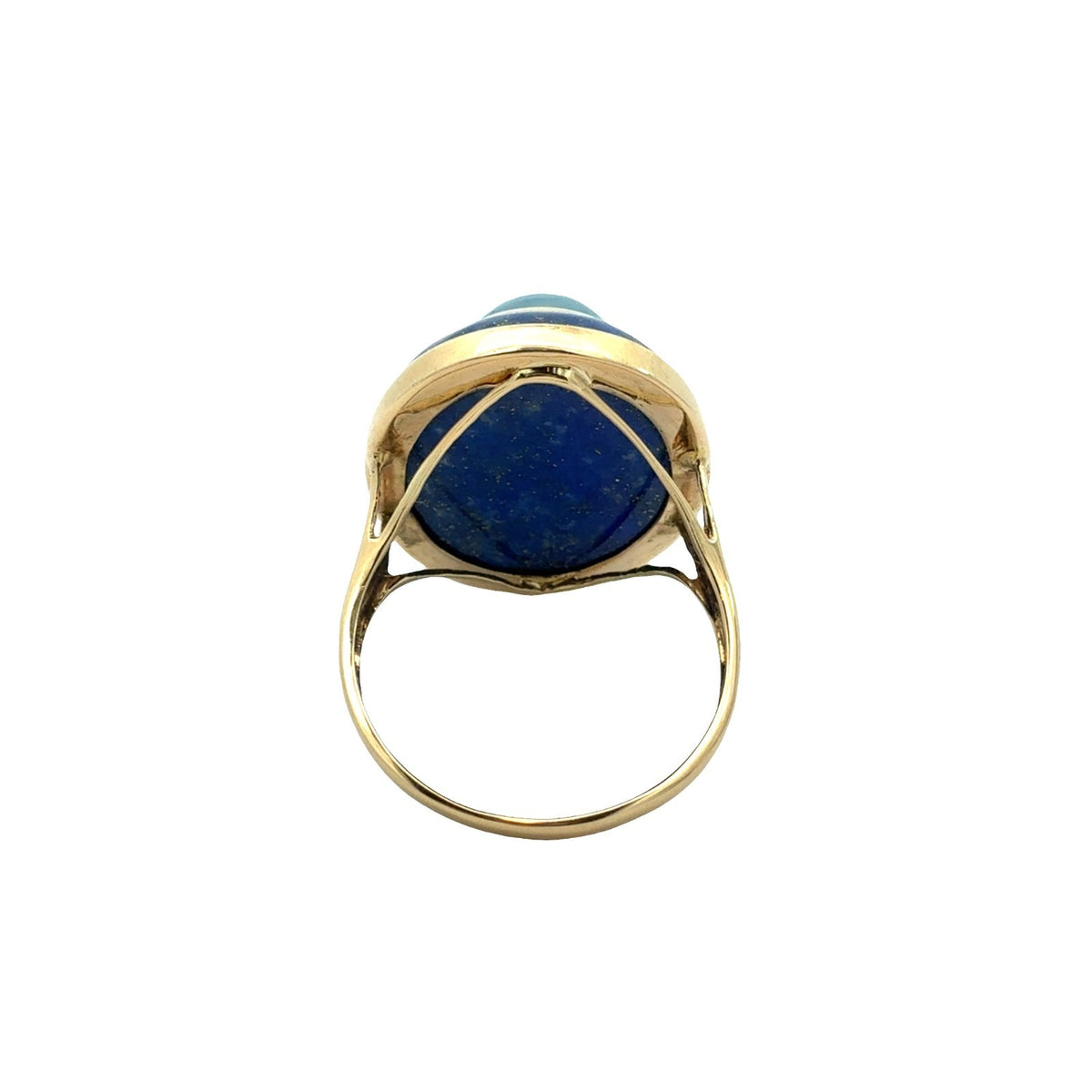 Estate 14k Yellow Gold, Aquamarine, & Lapis Lazuli Cocktail Ring2