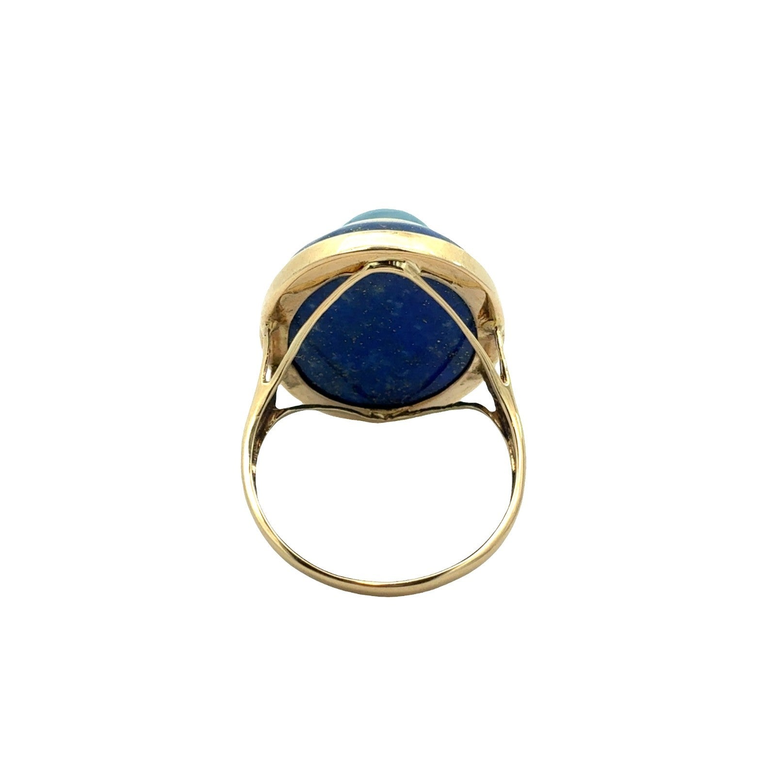 Estate 14k Yellow Gold, Aquamarine, & Lapis Lazuli Cocktail Ring2