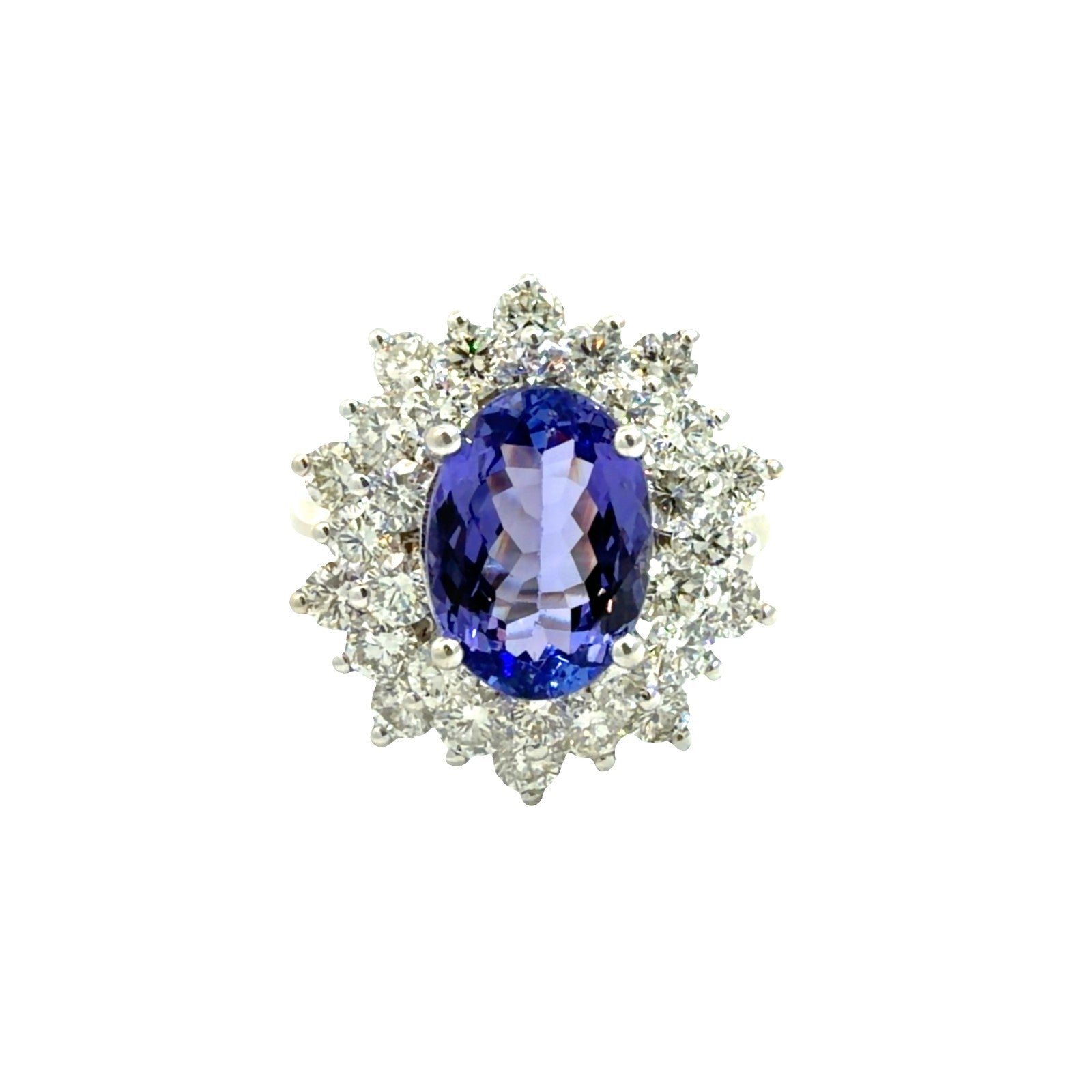 14k White Gold 3.50ctw Tanzanite 1.70ctw Diamond Ring-AIGL Appraisal Included0