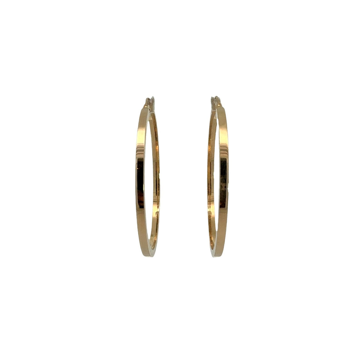 14k Yellow Gold Flat Edge Hoop Earrings1
