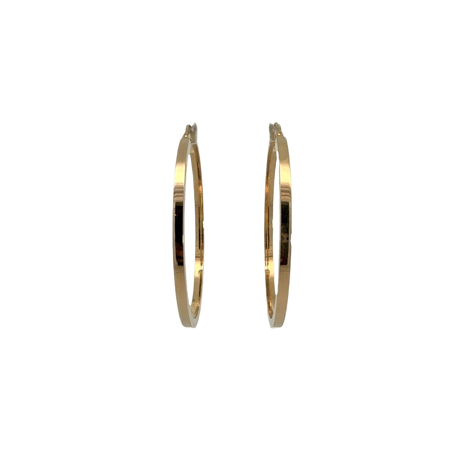 14k Yellow Gold Flat Edge Hoop Earrings1
