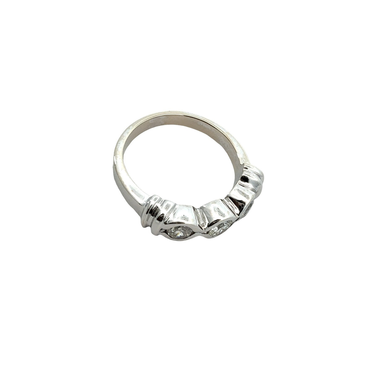 14k White Gold Three-Stone 0.50cttw Diamond Bezel-Set Band5