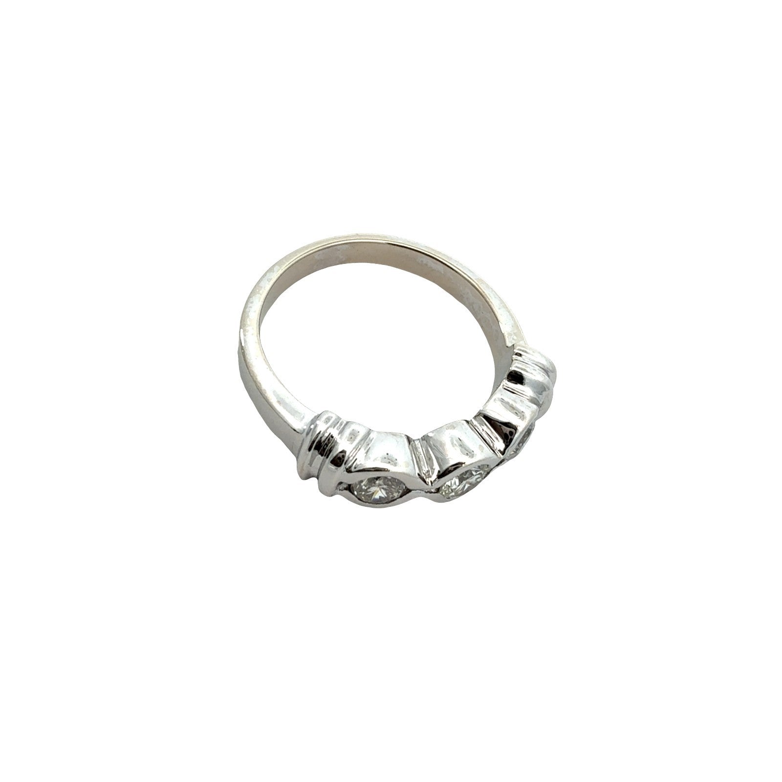 14k White Gold Three-Stone 0.50cttw Diamond Bezel-Set Band5