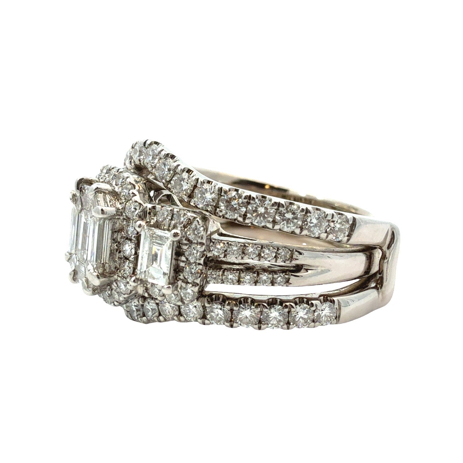 Estate 14k White Gold 2.13ctw Diamond Wedding Set Size 7.754