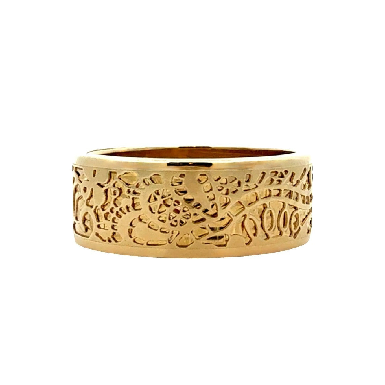 Stefano Oro 14k Yellow Gold Rilieno Band Size 90