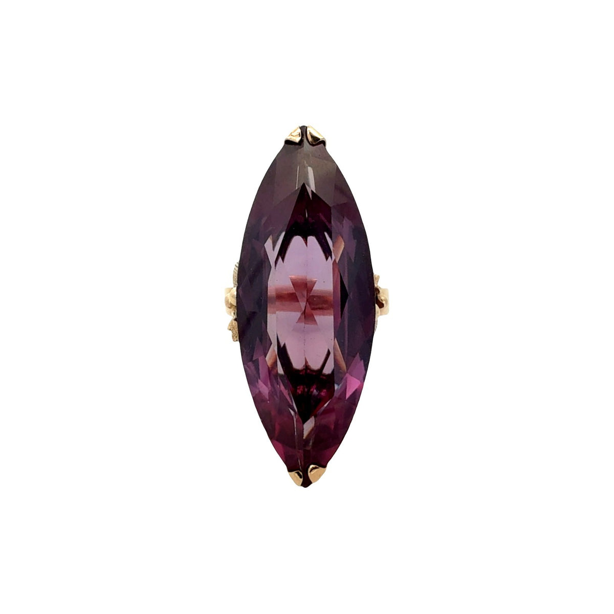 14k Yellow Gold Elongated Marquise 21.98tcw Created Sapphire Cocktail Ring0
