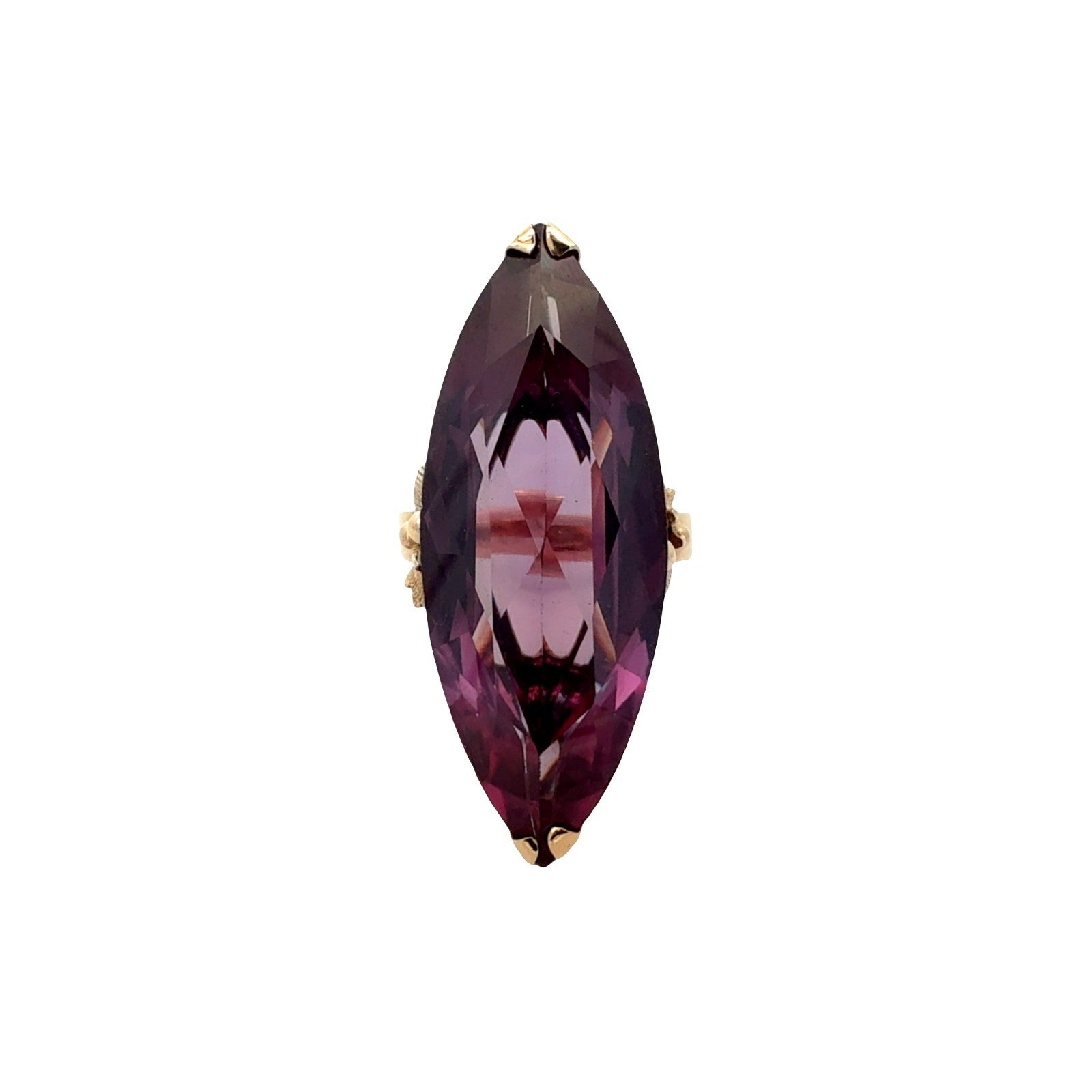 14k Yellow Gold Elongated Marquise 21.98tcw Created Sapphire Cocktail Ring0