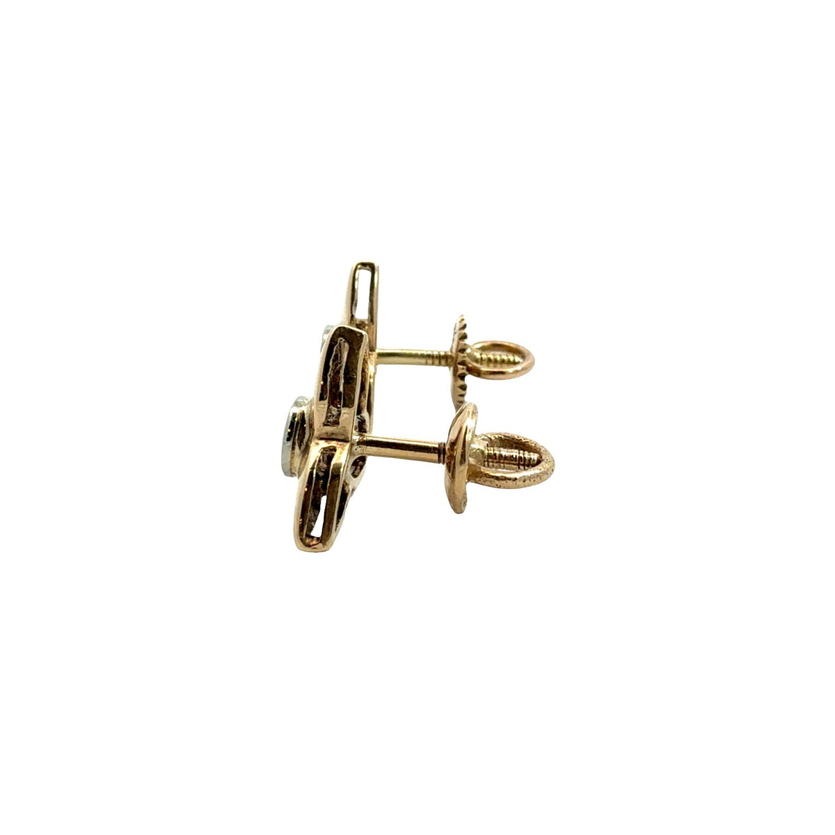 14k Yellow Gold Stamped 0.13cttw Diamond Two-Tone Floral Stud Earrings5
