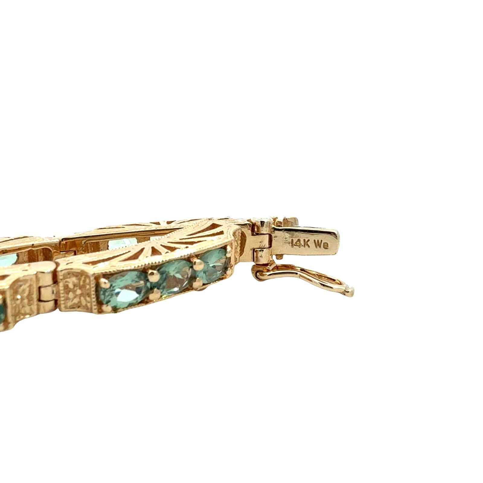 Vintage 14k Yellow Gold Stamped 5.64cttw Chrysoberyl Link Bracelet5