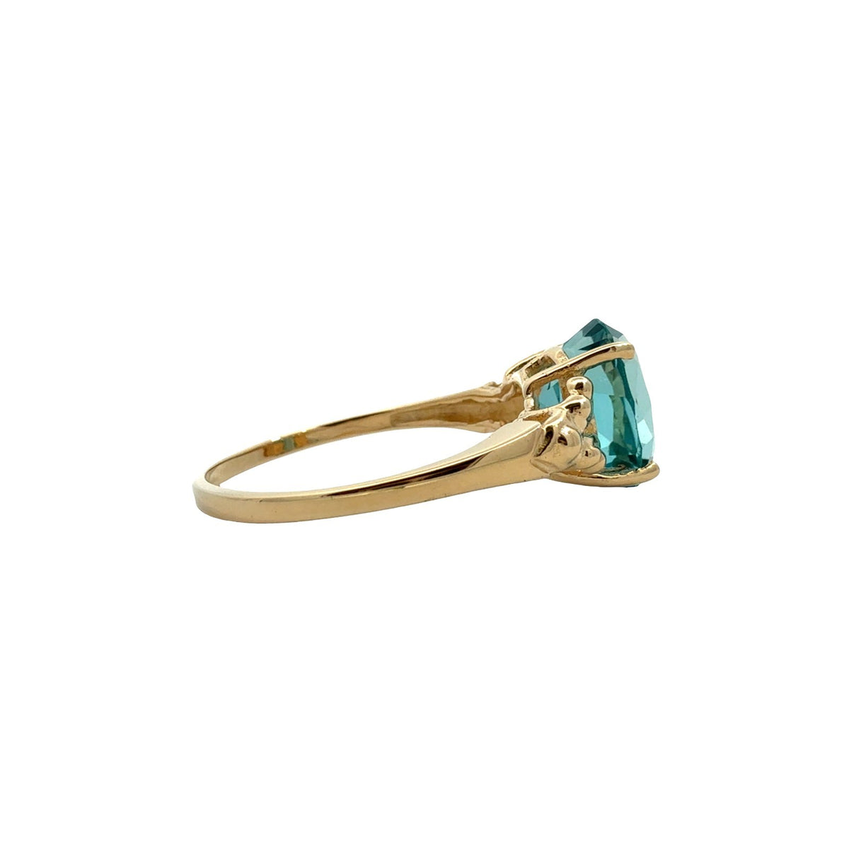 Vintage 14k Yellow Gold Oval 4.61tcw Blue Topaz Ring Size 9.52
