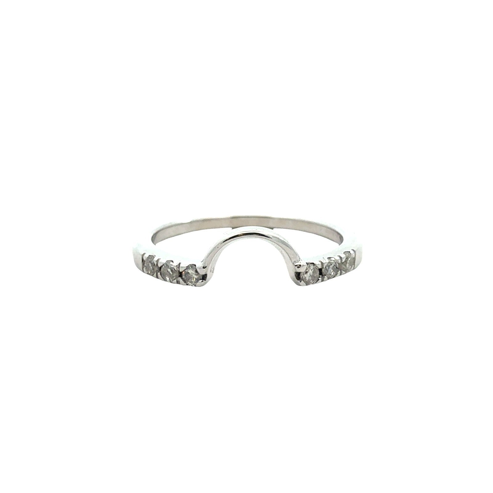 14k White Gold 0.12cttw Diamond Contour Wedding Band Ring2