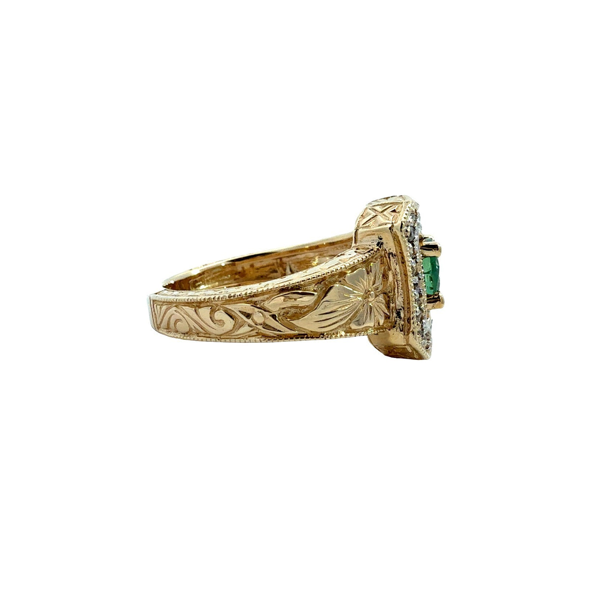 Vintage 14k Yellow Gold Oval 0.94tcw Chrysoberyl 0.27cttw Diamond Cocktail Ring2