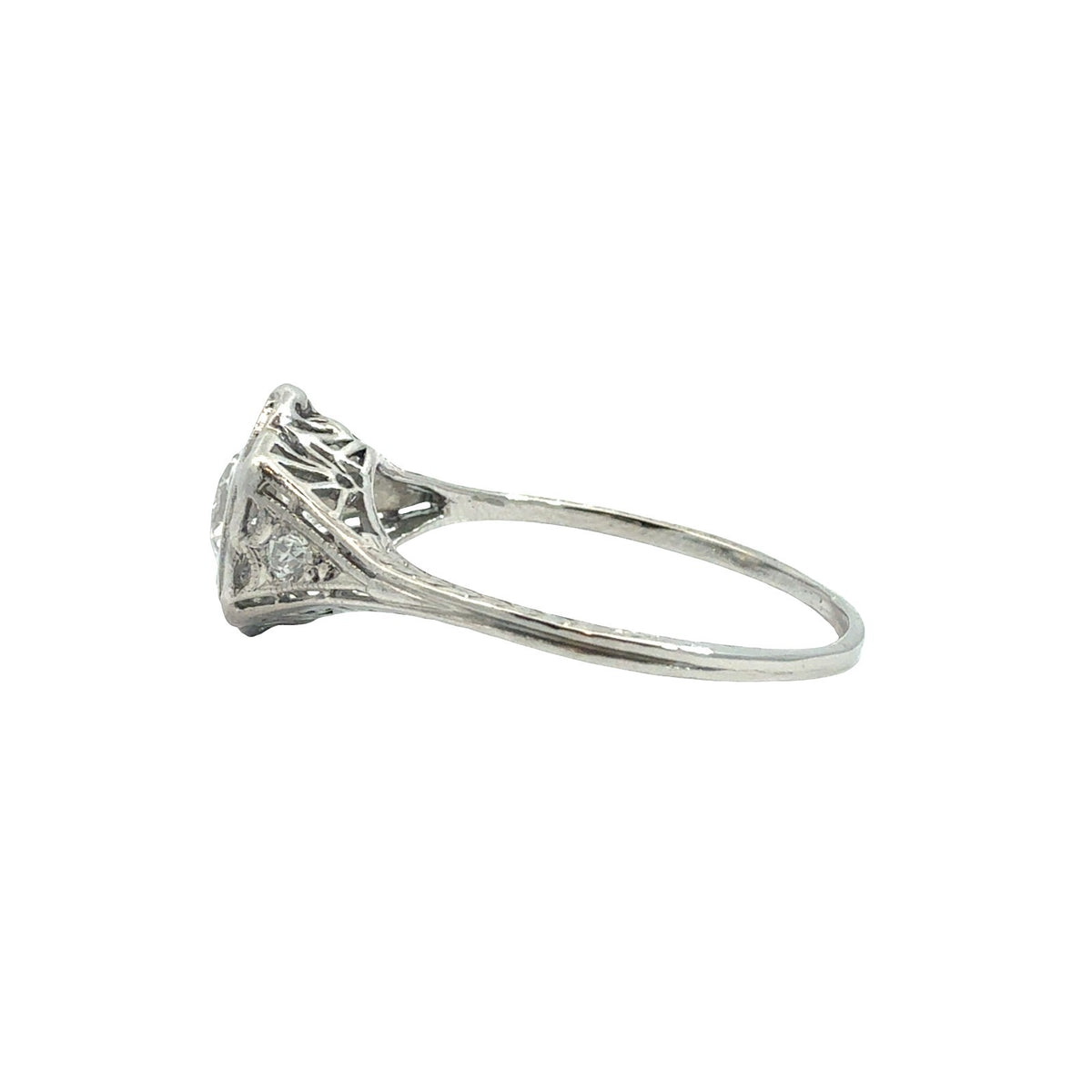 Vintage 14k White Gold 1.00tcw Euro-Cut Diamond Art Deco Engagement Ring Size 72