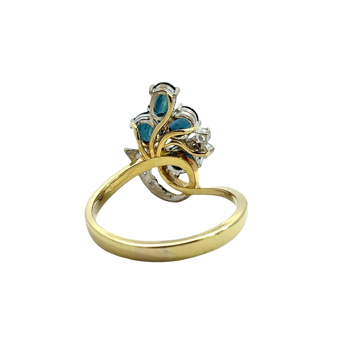 Vintage 18k Multi-Tone Gold Stamped 1.78cttw Sapphire and 0.12cttw Diamond Ring3