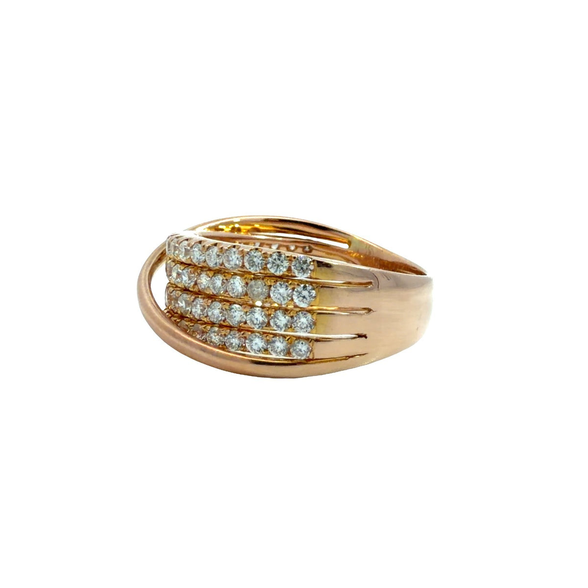 18k Rose Gold 1.47cttw Pave Diamond Crossover Band Ring Size 73