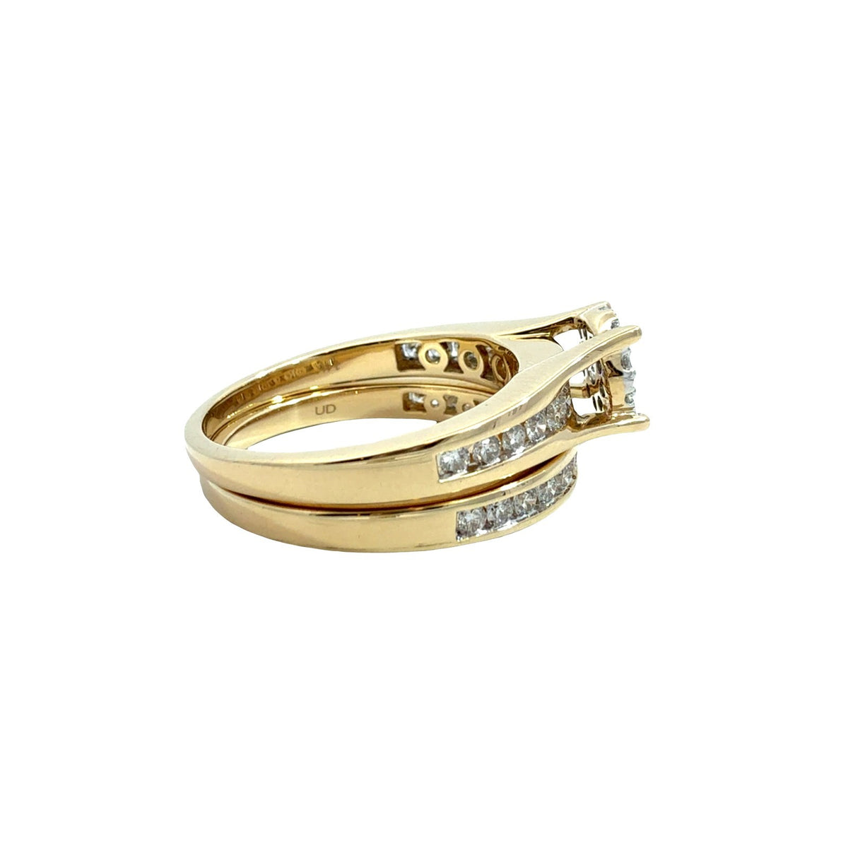 14k Yellow Gold 1.16cttw Diamond Cluster Engagement Ring Set Size 6.752