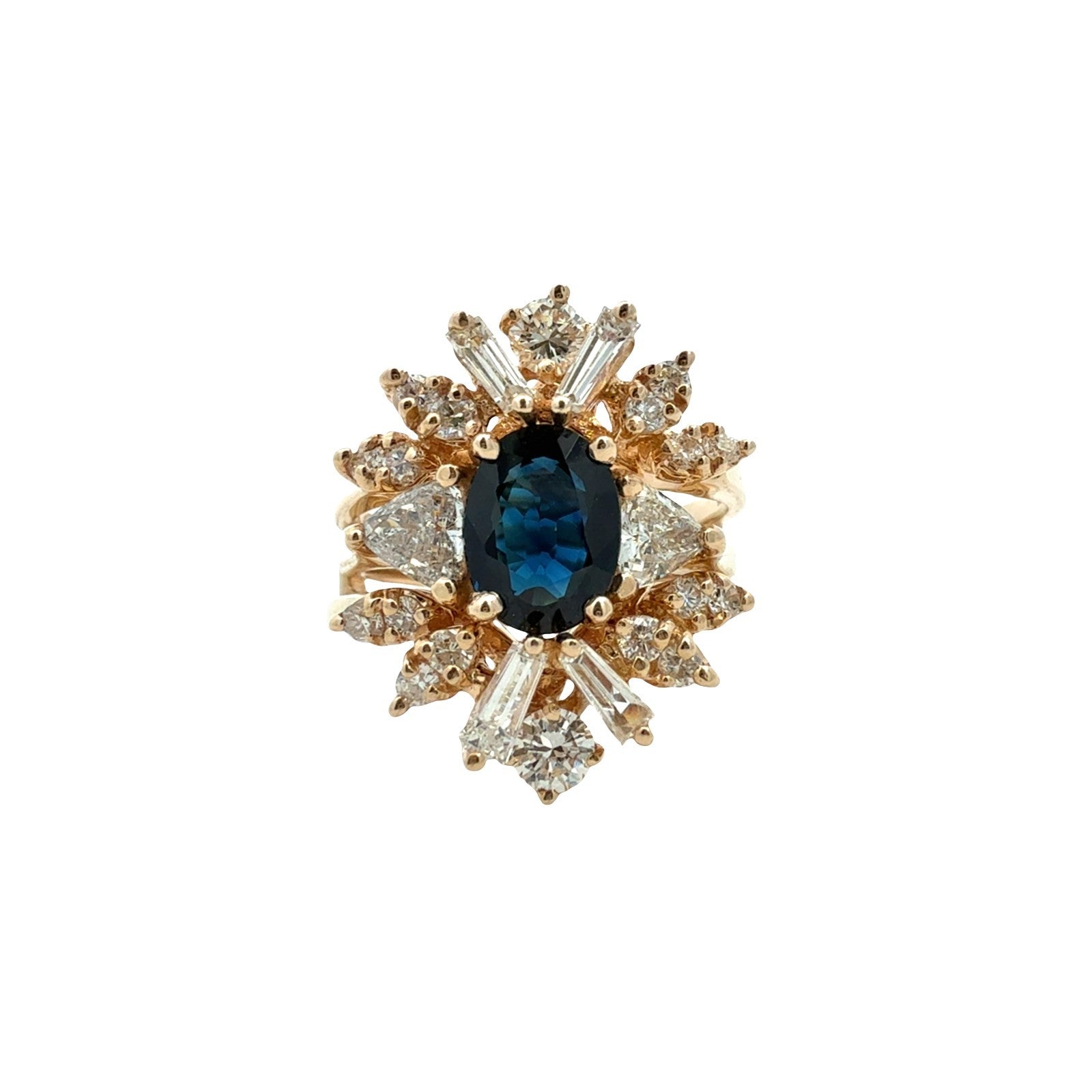 14k Yellow Gold 1.25tcw Sapphire 1.47cttw Diamond Cocktail Ring with Enhancer0