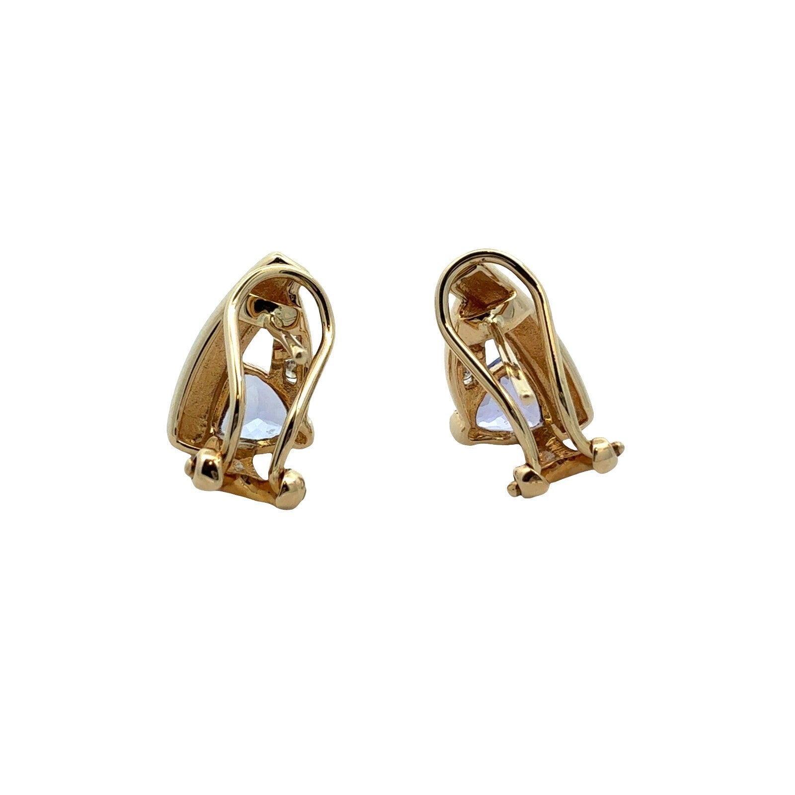 Vintage 14k Yellow Gold 0.91cttw Tanzanite 0.05cttw Diamond & Blue Opal Earrings3