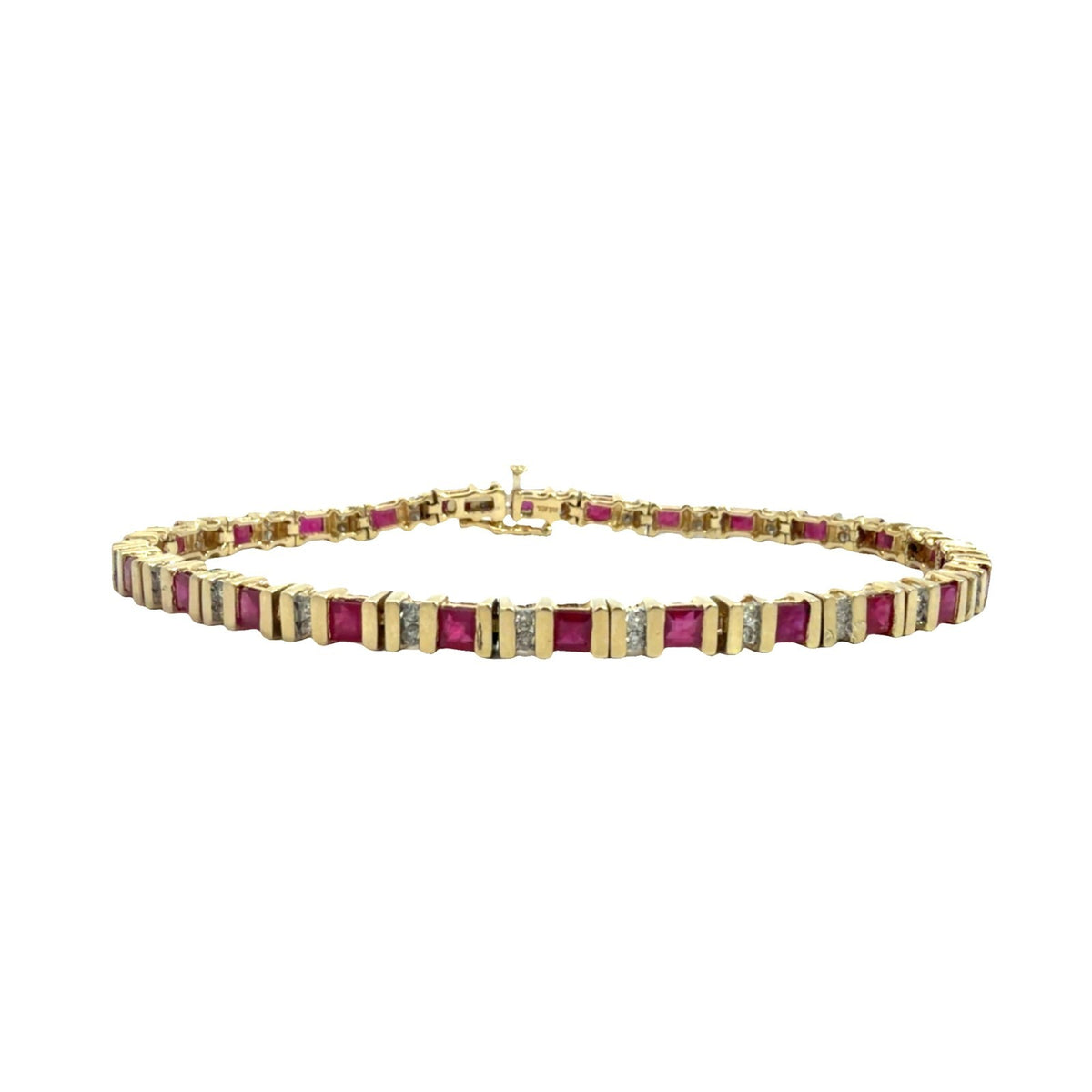 14k Yellow Gold 2.75ctw Ruby and 0.50ctw Diamond Tennis Bracelet7