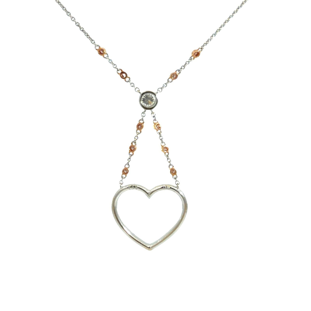 18k Multi-Tone Gold & 0.48cttw Diamond Heart Pendant Necklace 20"1