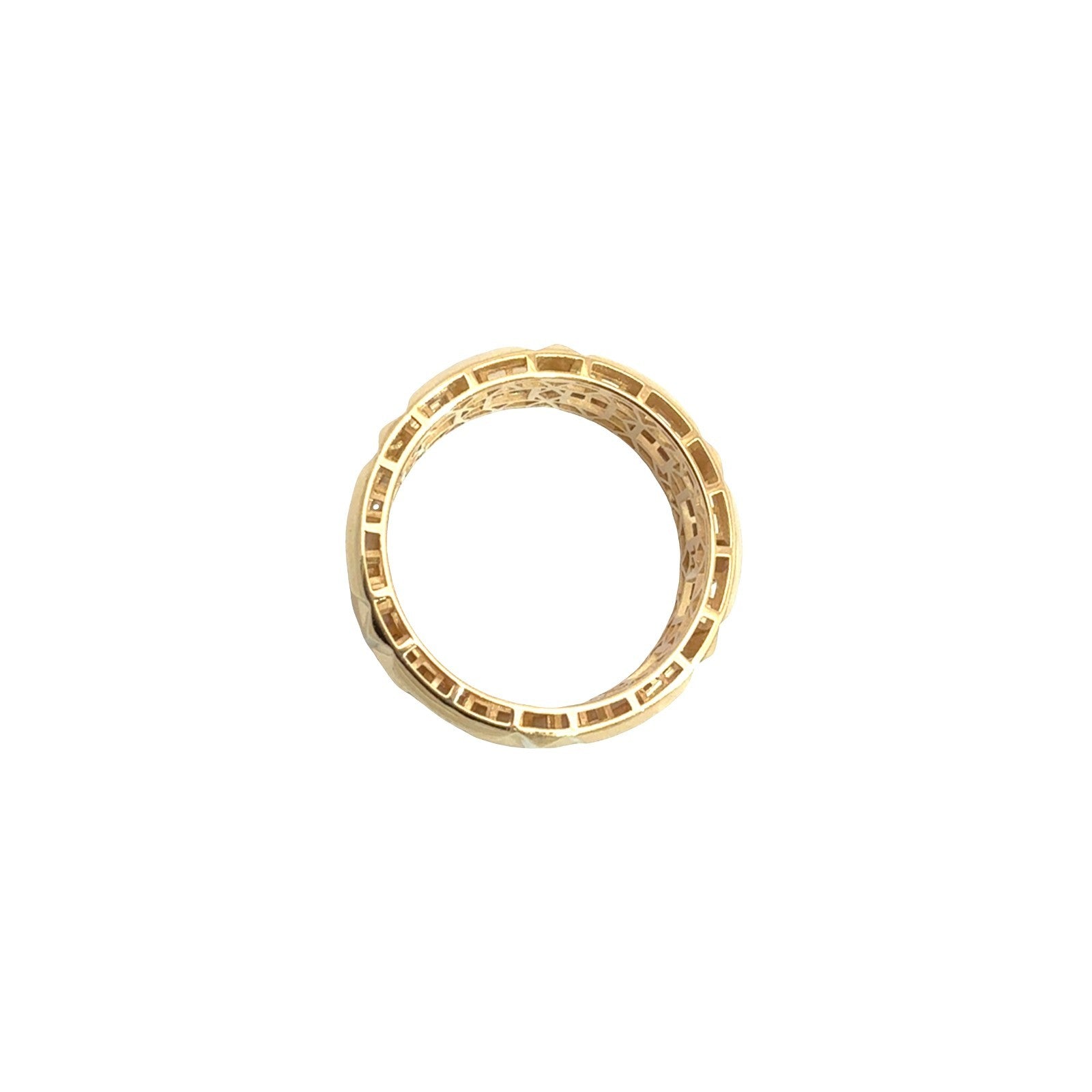 18k Yellow Gold Geometric Openwork Band Ring Size 6.750