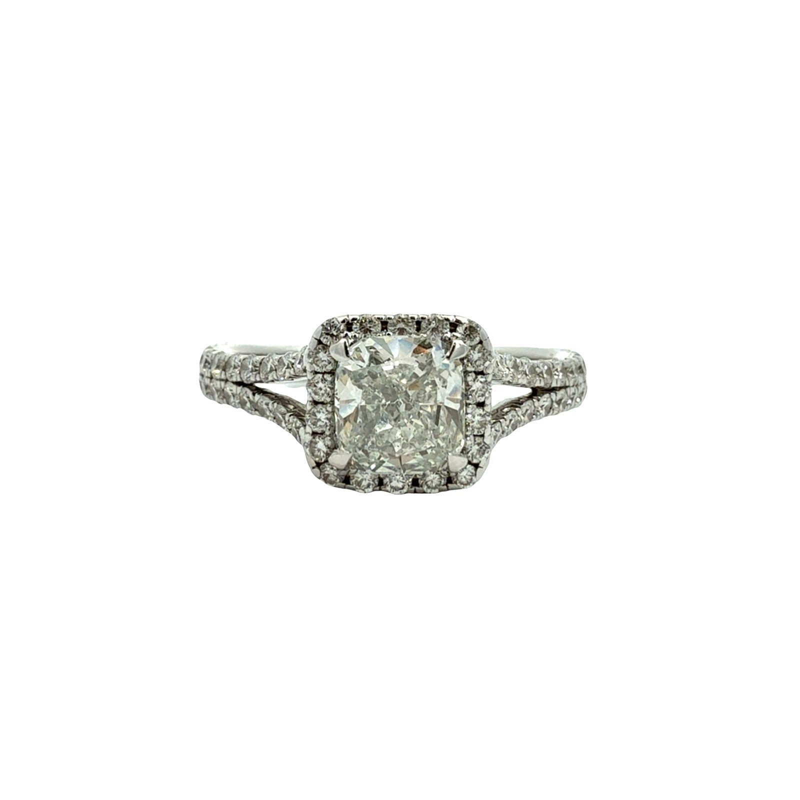 14k White Gold Split Shank 1.83cttw (1.02tcw) Diamond Halo Engagement Ring0