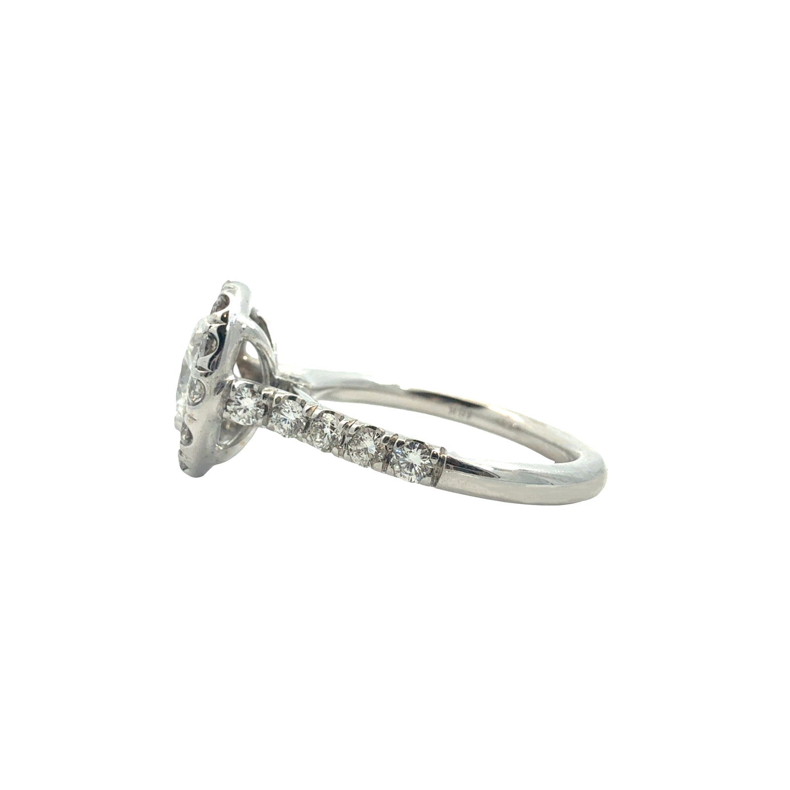 Vintage 18k White Gold 1.00ctw Oval Diamond Halo Engagement Ring