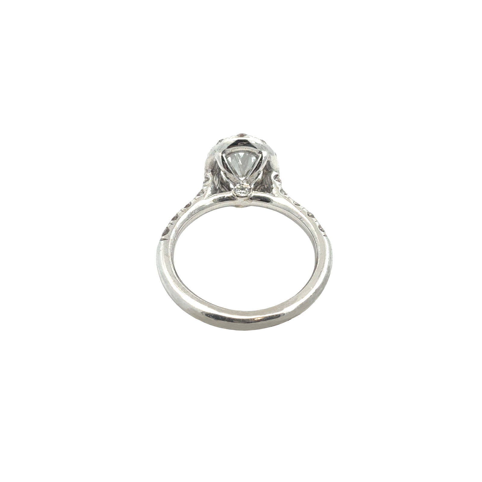 Vintage 18k White Gold 1.00ctw Oval Diamond Halo Engagement Ring