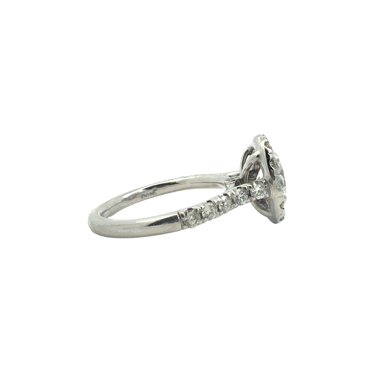 Vintage 18k White Gold 1.00ctw Oval Diamond Halo Engagement Ring
