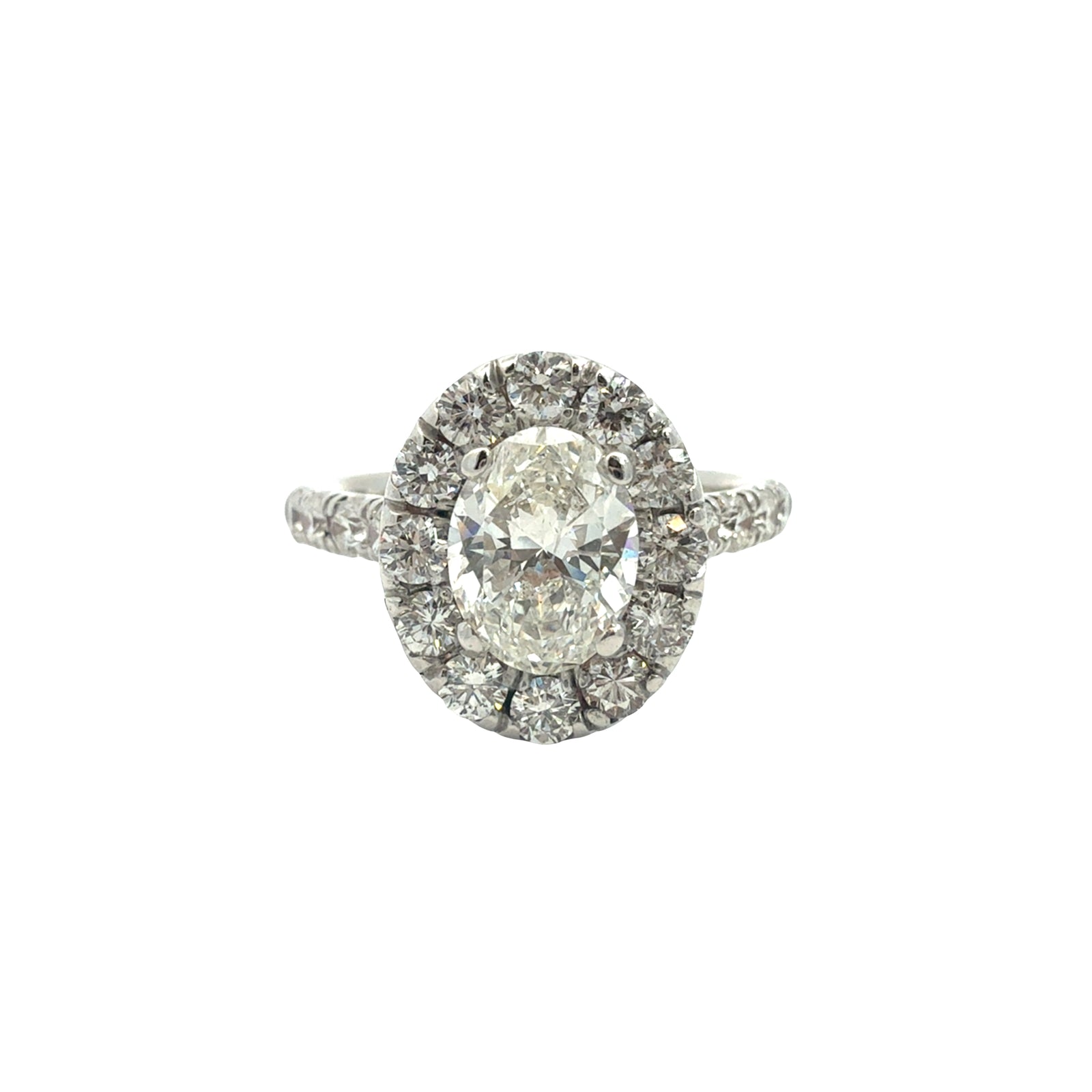 Vintage 18k White Gold 1.00ctw Oval Diamond Halo Engagement Ring