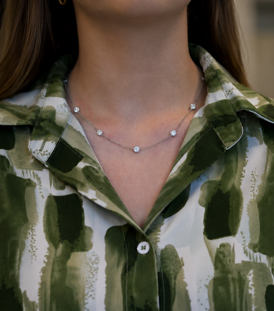 The Jewel Box 14k White Gold 5.63cttw Bezel Diamond Station Necklace