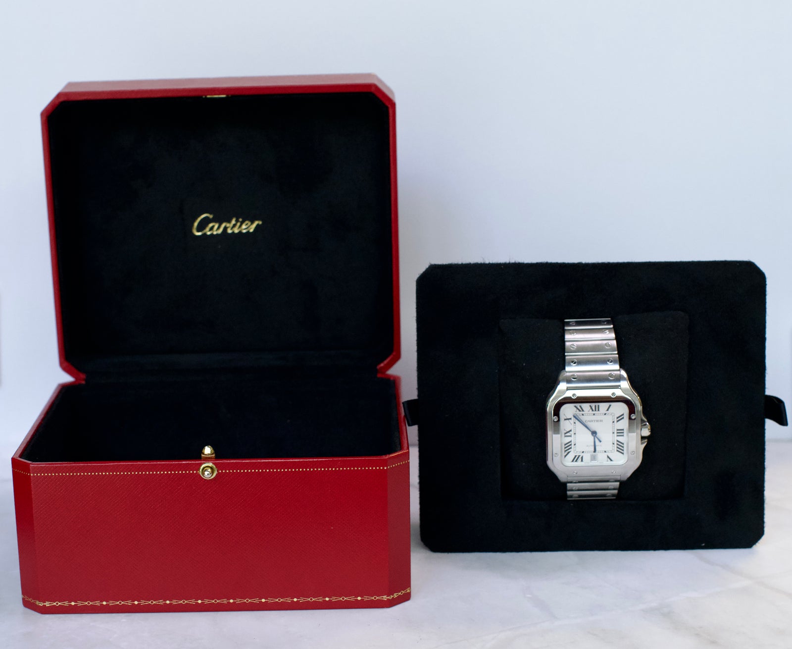 Cartier Santos De Cartier *Full Set/ Extra Leather Strap*