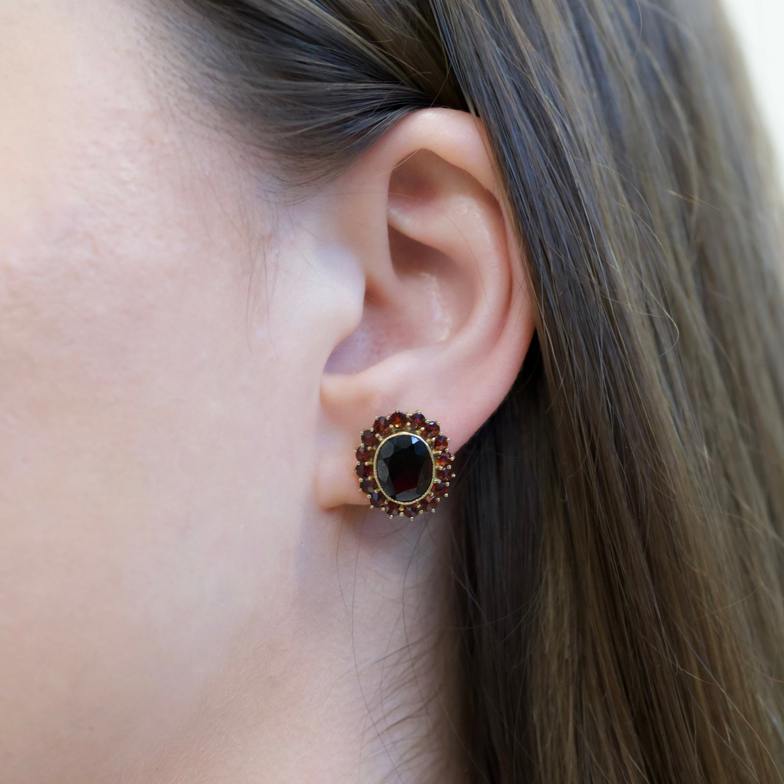Vintage 14k Yellow Gold 7.77ctw Garnet Earrings0