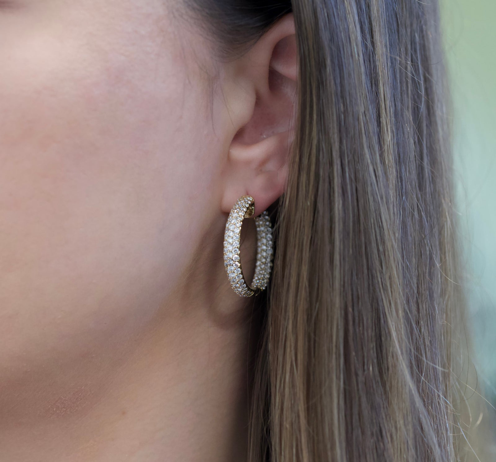 14k Yellow Gold Inside Out 3.89ctw Diamond Hoop Earrings0