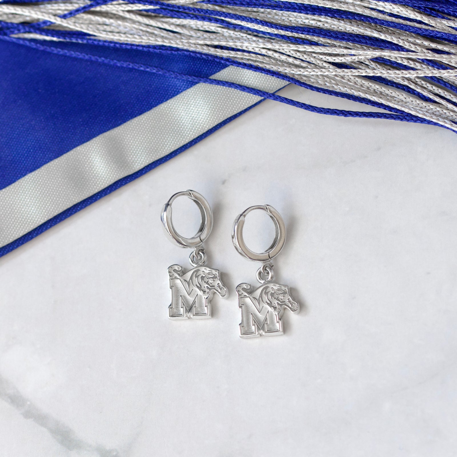 Memphis Tigers Sterling Silver Huggie Earrings