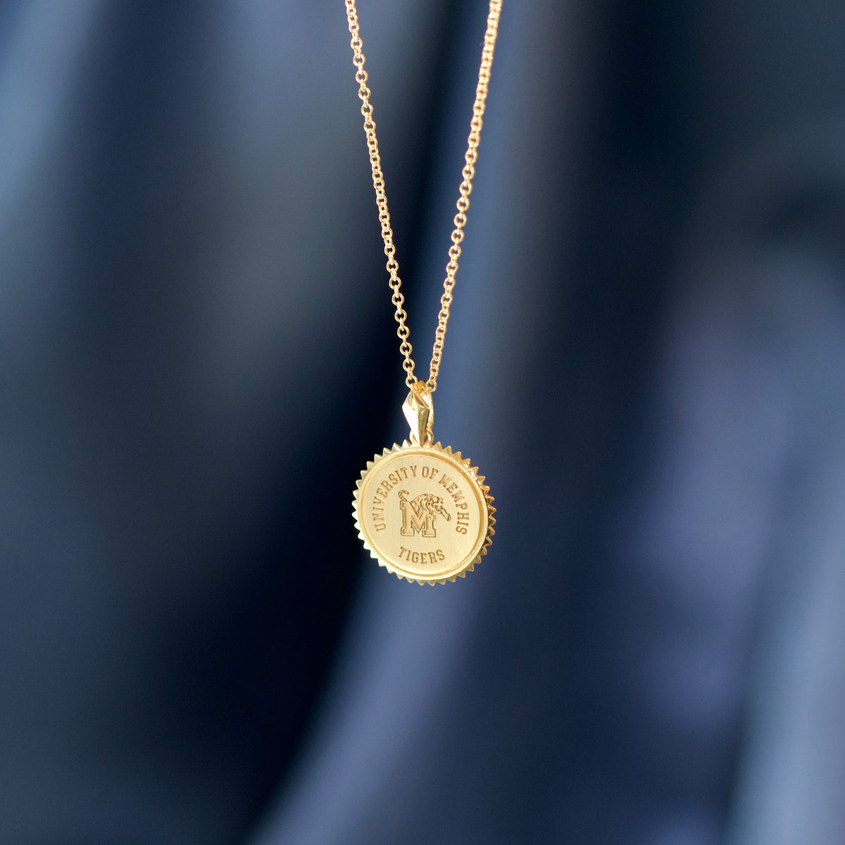 Memphis Tigers 14k Yellow Gold Sunburst Pendant-Crest