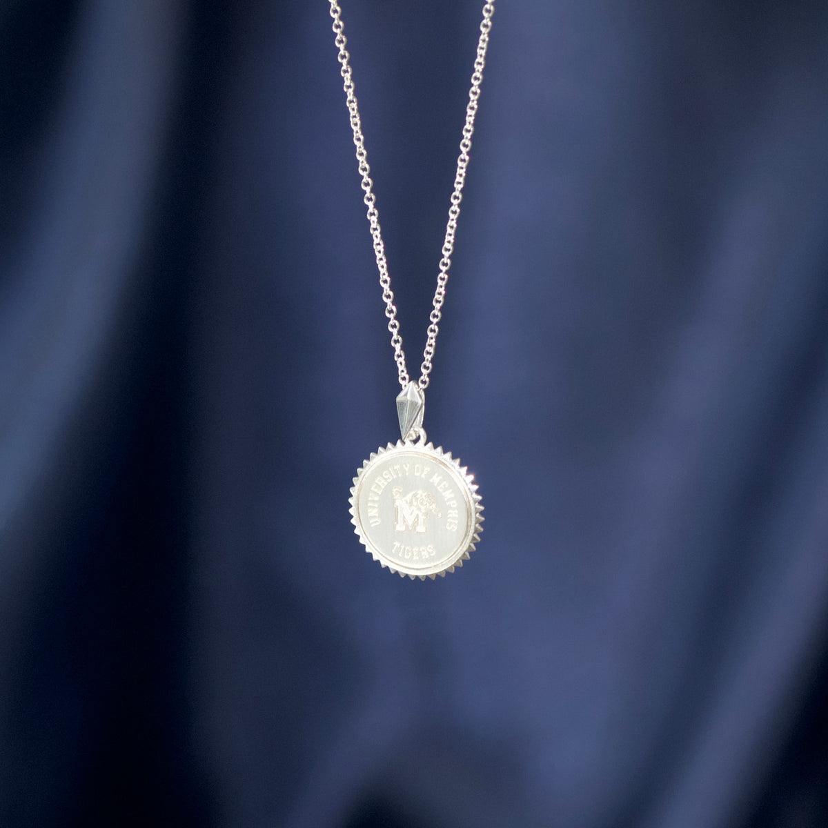 Memphis Tigers Sterling Silver Sunburst Pendant-Crest