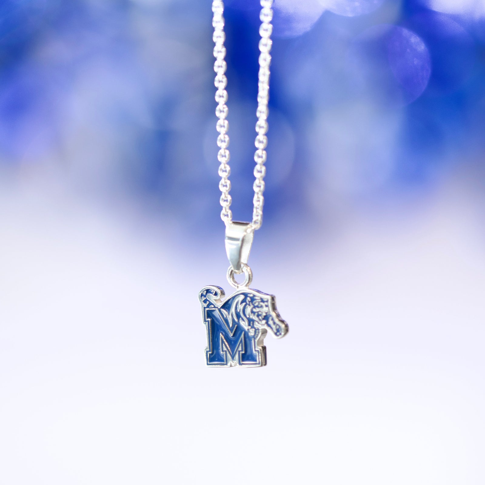 Memphis Tigers Sterling Silver Enamel Pendant Necklace