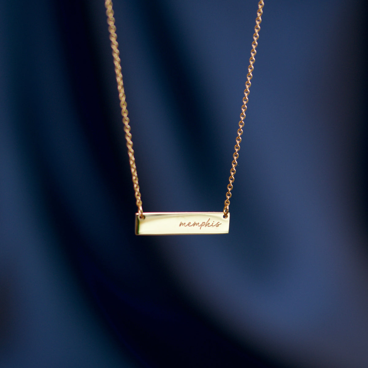 Memphis Tigers 14k Yellow Gold Memphis Bar Necklace