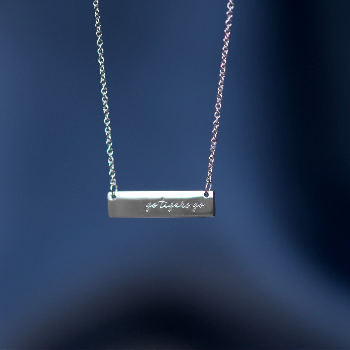 Memphis Tigers Sterling Silver Go Tigers Go Bar Necklace