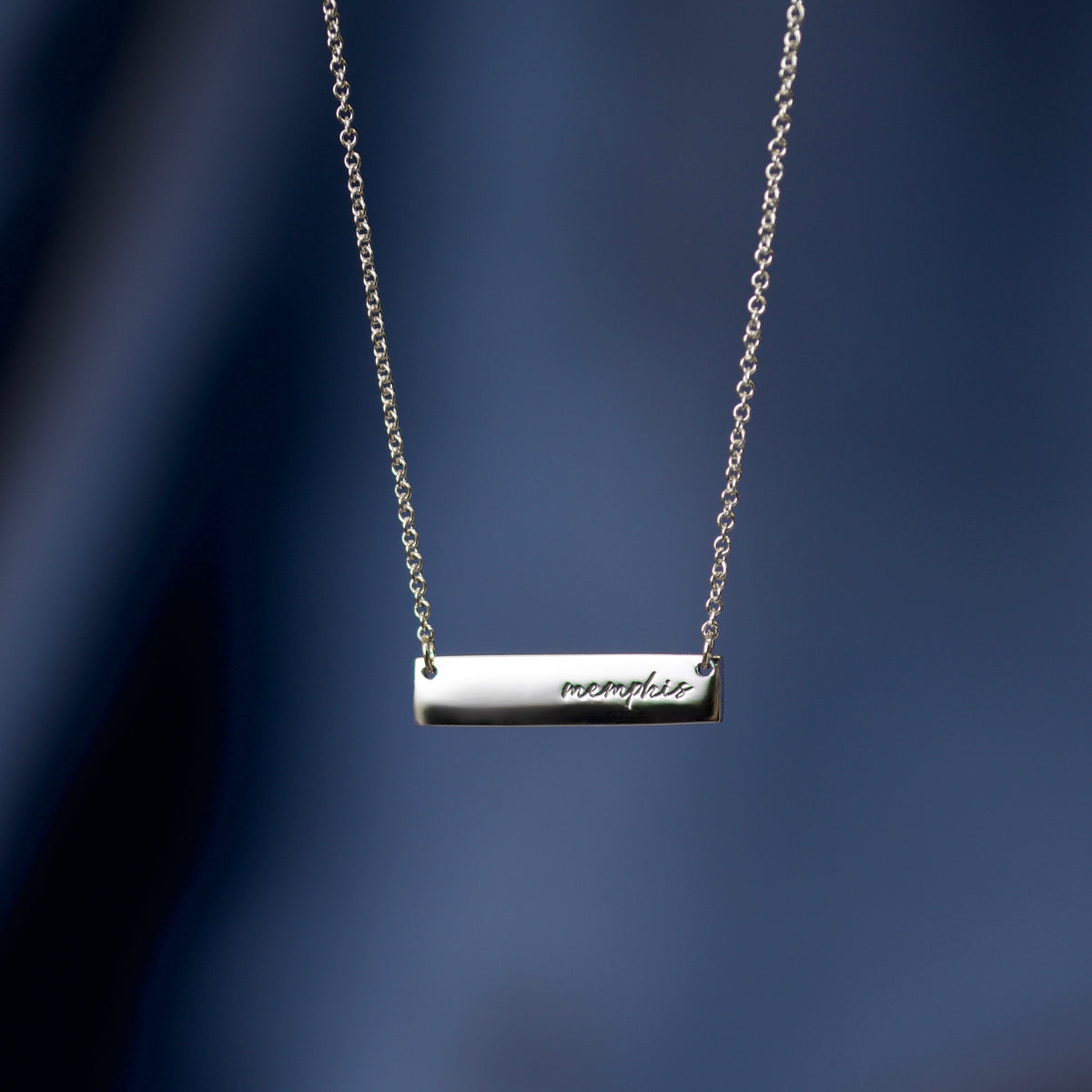 Memphis Tigers Sterling Silver Memphis Bar Necklace
